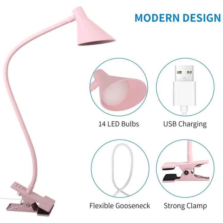 چراغ مطالعه ی گیره ای LED Qooltek 3 سفید