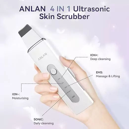 اسکرابر پوست ANLAN 2.0 اسکرابر اولتراسونیک صورت، پاکسازی صورت با 4 حالت