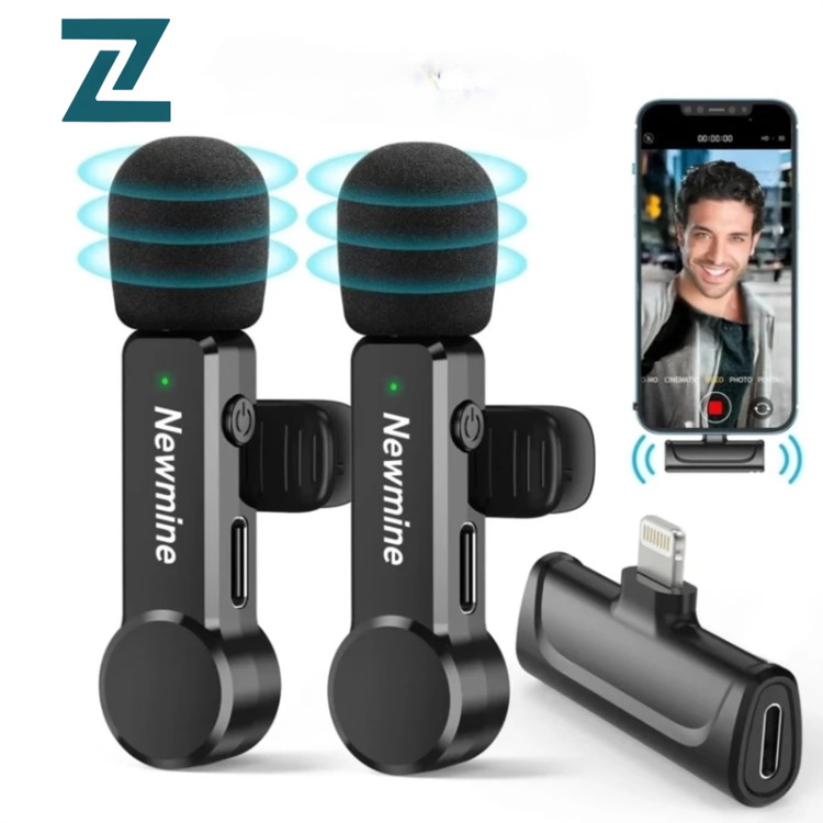 میکروفون یقه ای دو عددی بی سیم برند Newmine مدل MC88/سازگاری با اپل