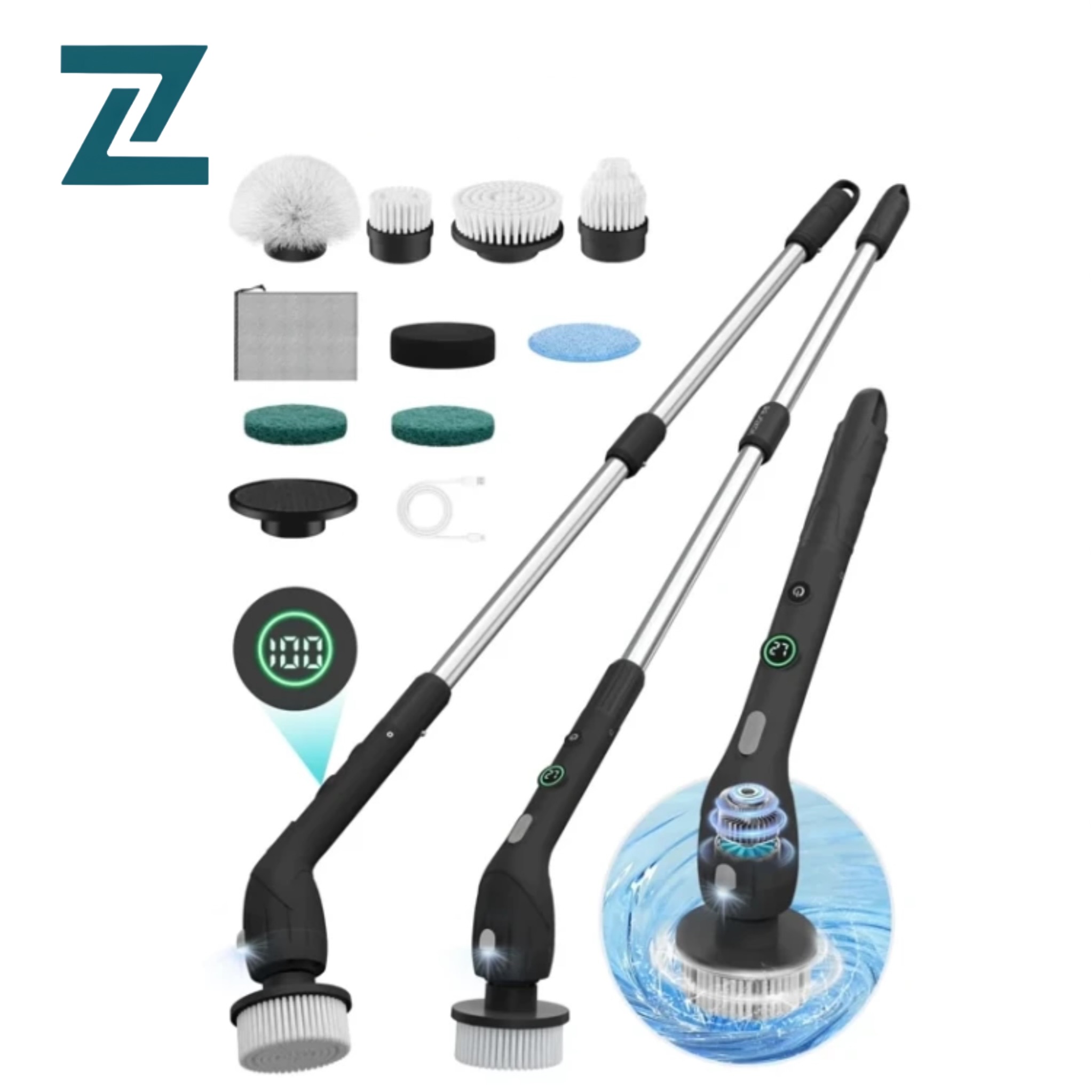 اسکرابر چرخشی شارژی ضد اب برند VaxBree با صفحه نمایش LED