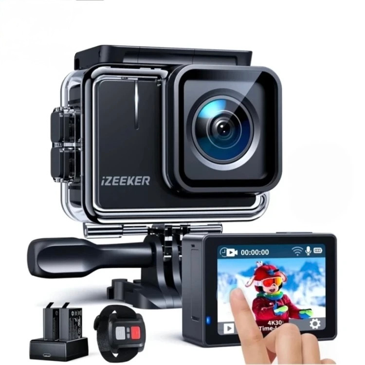 دوربین اکشن ورزشی 4k برند iZEEKER مدل iA100 و گیمبال و لرزشگیر برند YI Action Gimbal