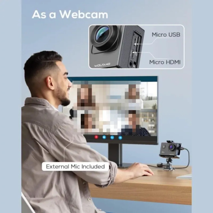 دوربین اکشن 4K ورزشی WOLFANG GA100 با گیمبال و لرزشگیر سهمحوره YI Action Gimbal