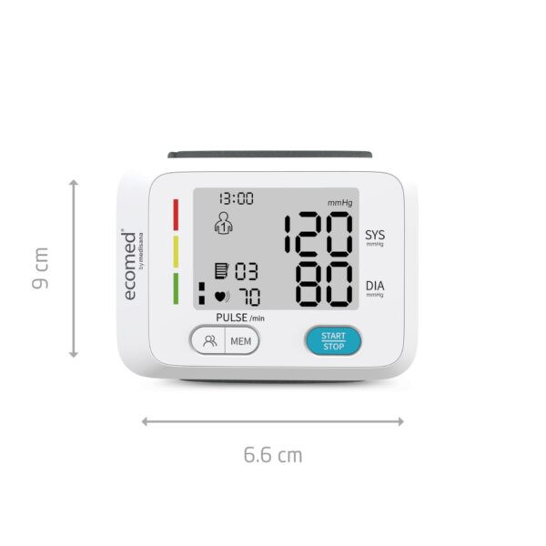فشارسنج مچی دیجیتالی برند مدیسانا ecomed مدل BW-83E | اندازهگیری فشار خون و ضربان قلب با حافظه داخلی