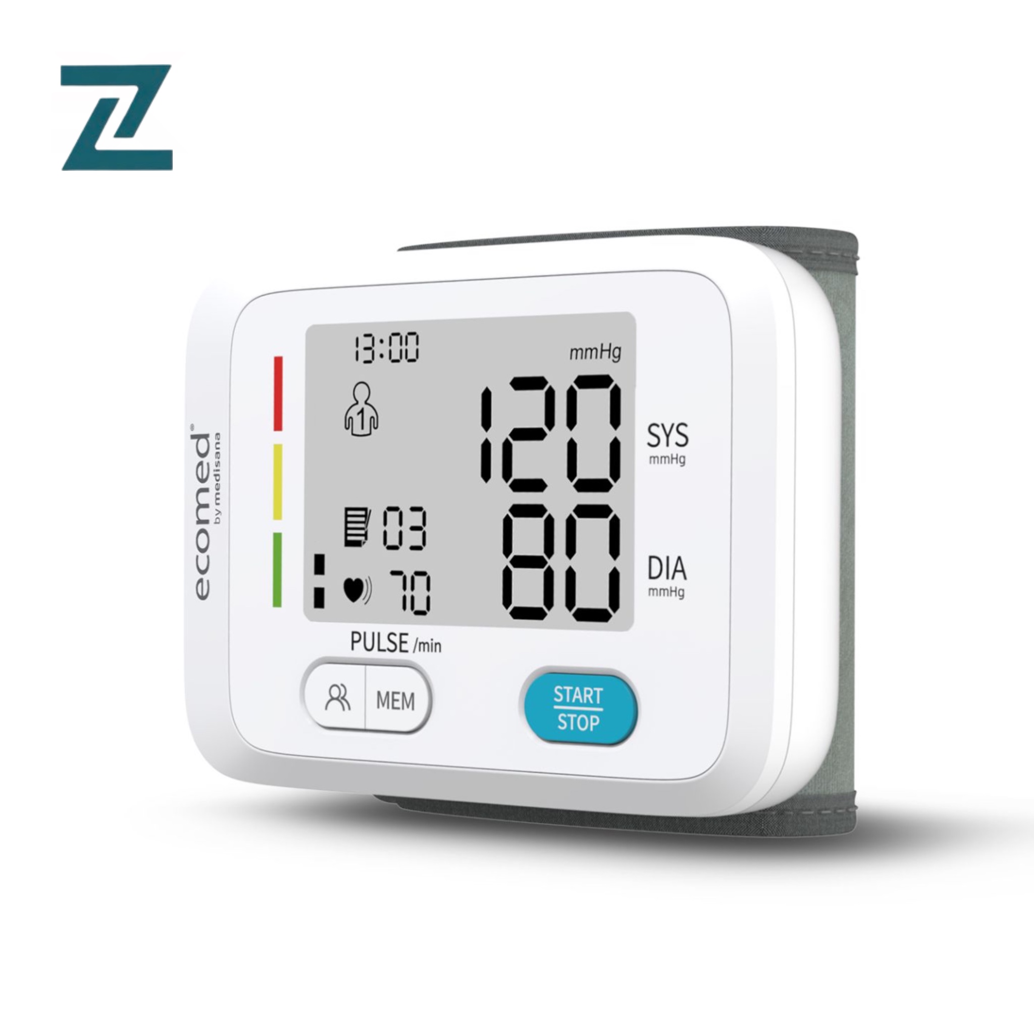 فشارسنج مچی دیجیتالی برند مدیسانا ecomed مدل BW-83E | اندازه‌گیری فشار خون و ضربان قلب با حافظه داخلی